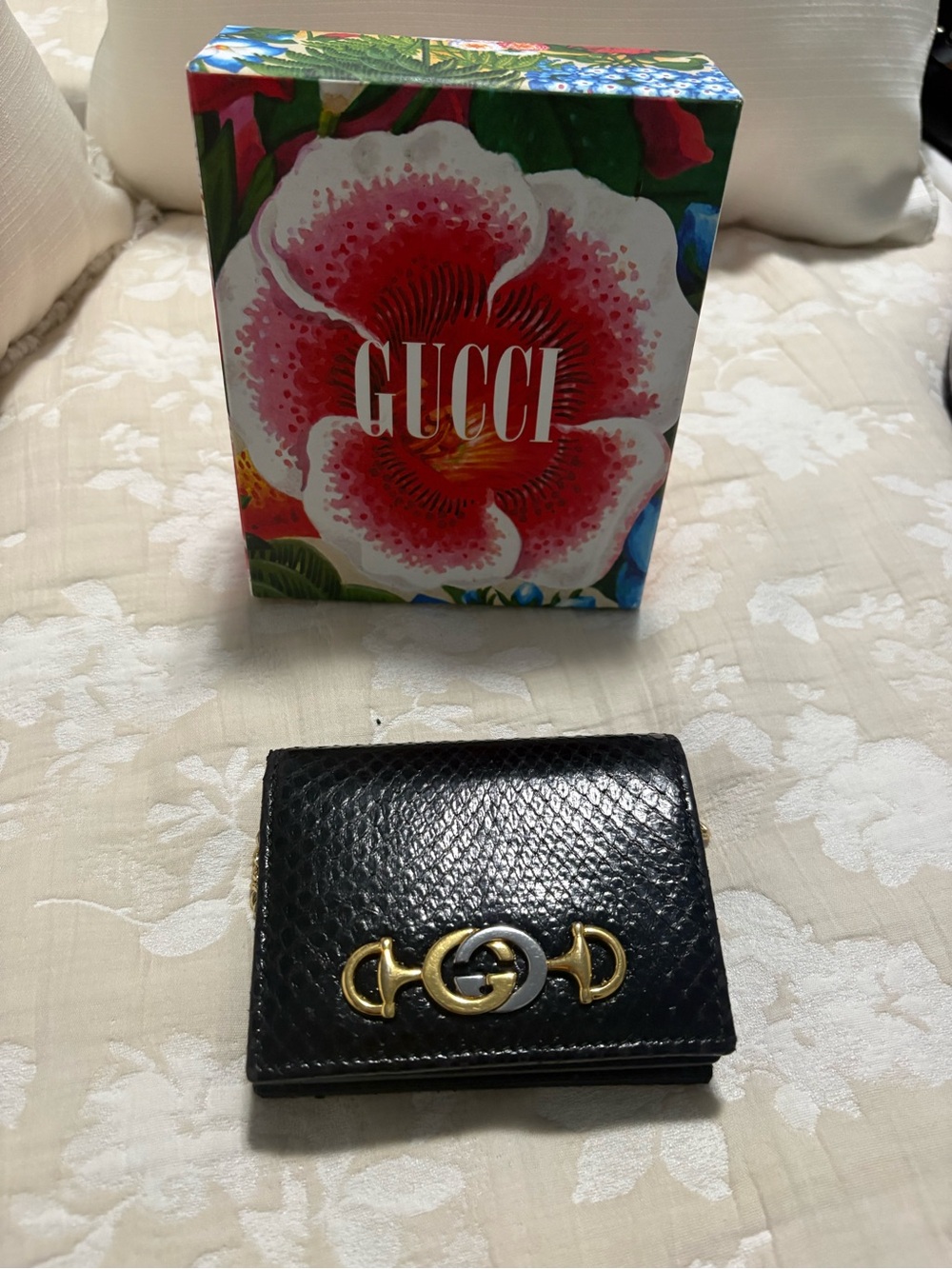 Gucci Black Snakeskin Mini Shoulder Bag with Gold Chain